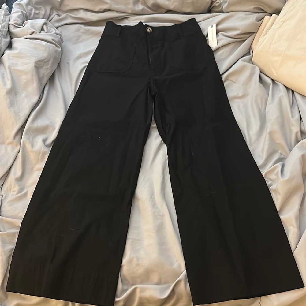 Anthropologie black wide leg pants